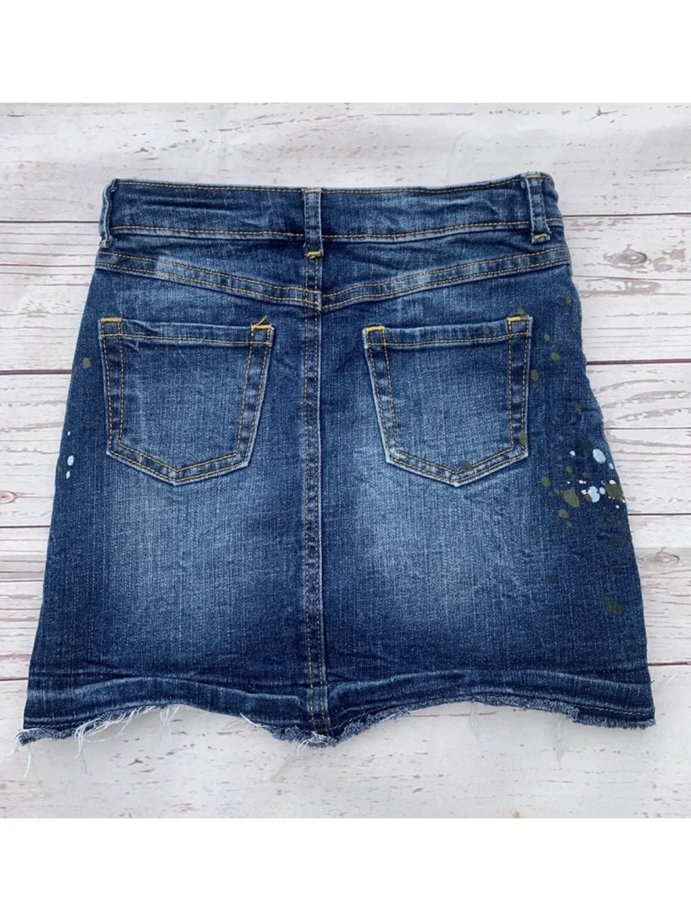 Lot of 2 Girls Gymboree Sz S (5-6) Blue Striped Top and Denim Distressed Skirt